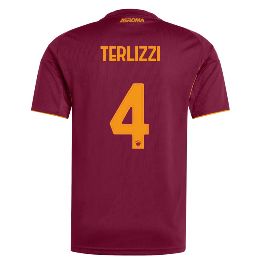 ילדים כדורגל Federico Terlizzi #4 בורגונדי כתום ג'רזי ביתית 2025/26