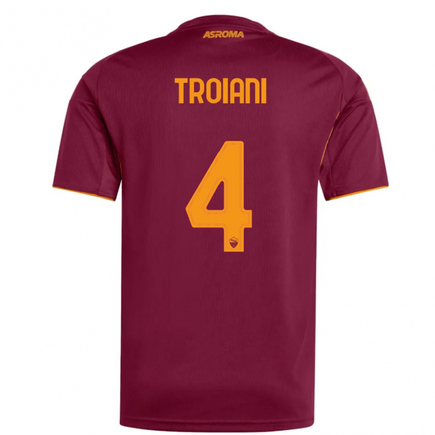 ילדים כדורגל Nicolò Troiani #4 בורגונדי כתום ג'רזי ביתית 2025/26