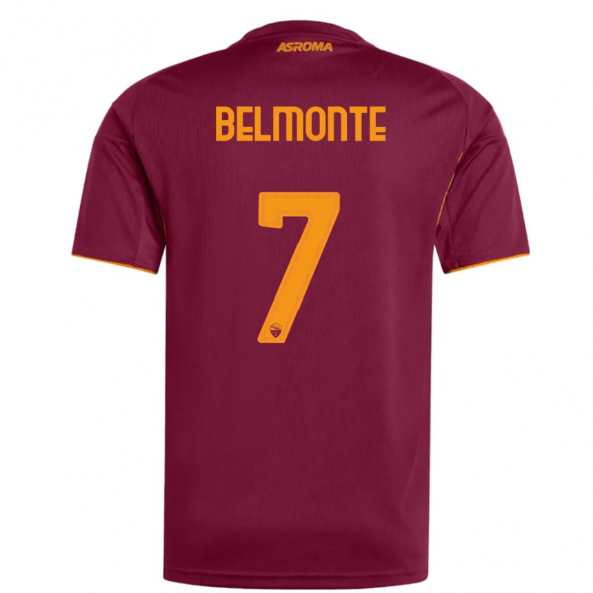ילדים כדורגל Samuele Belmonte #7 בורגונדי כתום ג'רזי ביתית 2025/26