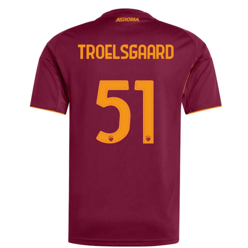 ילדים כדורגל Sanne Troelsgaard #51 בורגונדי כתום ג'רזי ביתית 2025/26