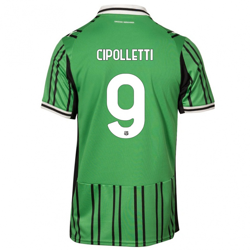 ילדים כדורגל Matteo Cipolletti #9 ירוק שחור ג'רזי ביתית 2025/26