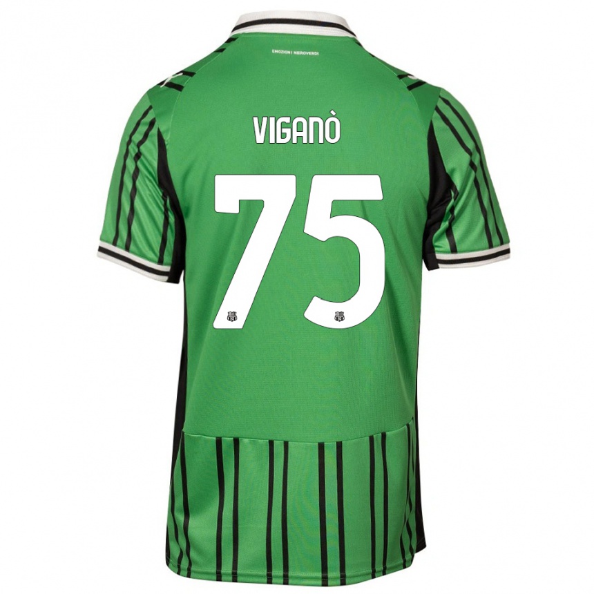 ילדים כדורגל Lorenzo Viganò #75 ירוק שחור ג'רזי ביתית 2025/26