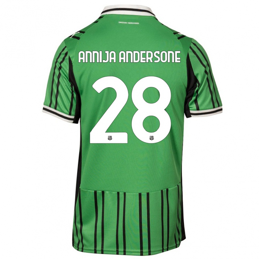 ילדים כדורגל Gabriela Annija Andersone #28 ירוק שחור ג'רזי ביתית 2025/26