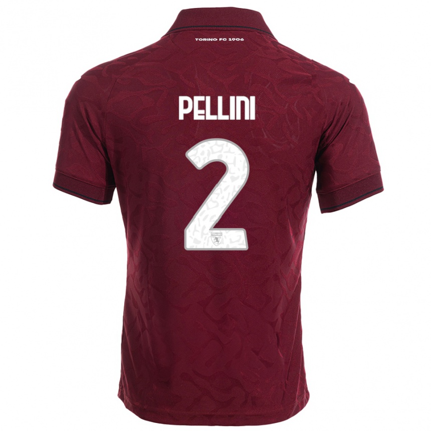 ילדים כדורגל Mattia Pellini #2 בורגונדי לבן ג'רזי ביתית 2025/26