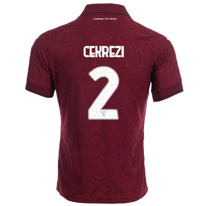 ילדים כדורגל Lucas Cekrezi #2 בורגונדי לבן ג'רזי ביתית 2025/26