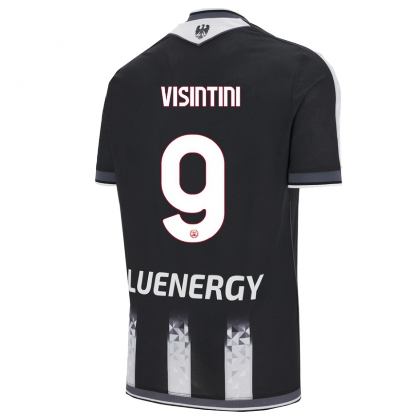 ילדים כדורגל Patrick Visintini #9 שחור לבן ג'רזי ביתית 2025/26