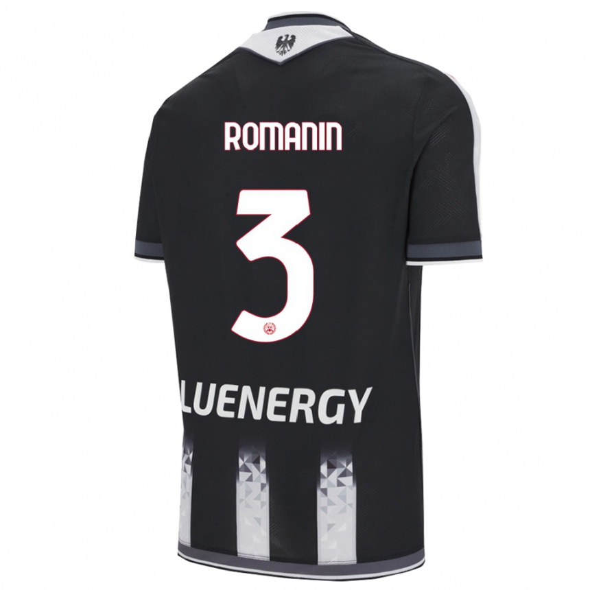 ילדים כדורגל Mattia Romanin #3 שחור לבן ג'רזי ביתית 2025/26