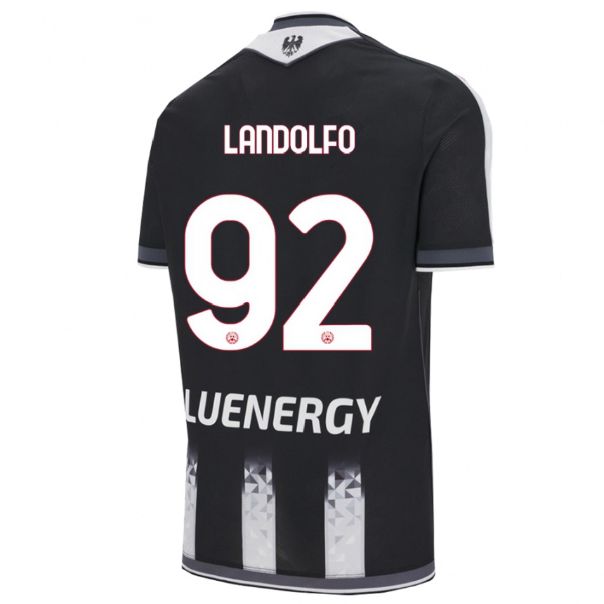 ילדים כדורגל Tommaso Landolfo #92 שחור לבן ג'רזי ביתית 2025/26