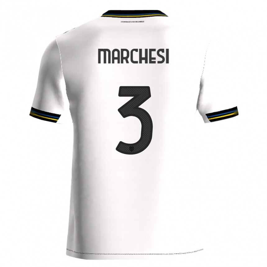 ילדים כדורגל Lorenzo Marchesi #3 לבן שחור ג'רזי ביתית 2025/26