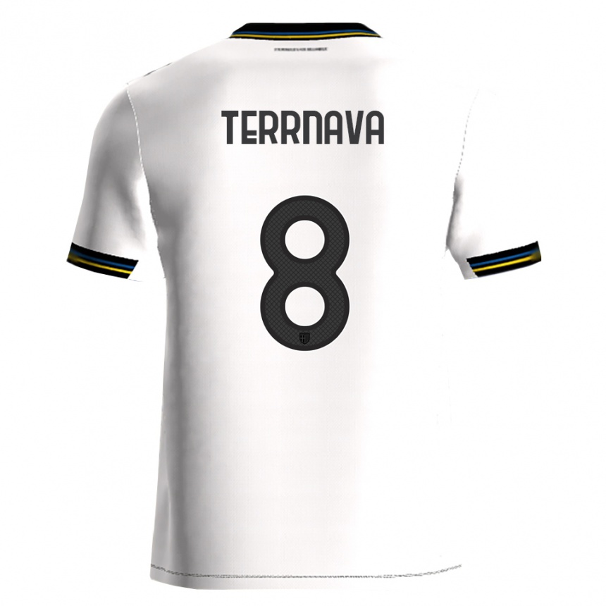 ילדים כדורגל Dren Terrnava #8 לבן שחור ג'רזי ביתית 2025/26