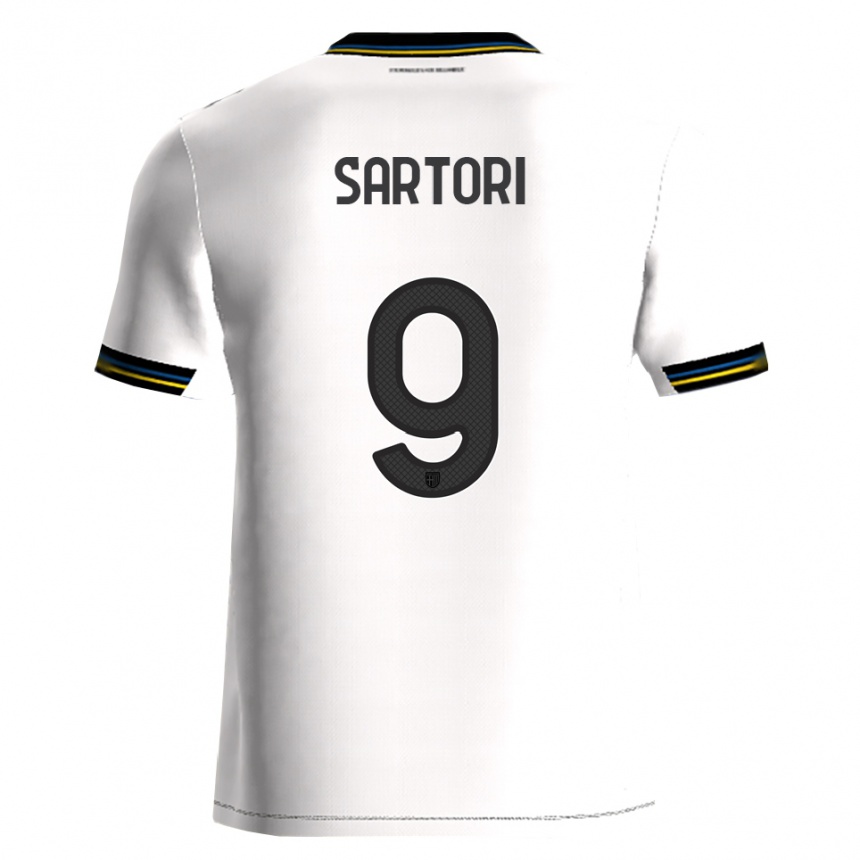 ילדים כדורגל Francesco Sartori #9 לבן שחור ג'רזי ביתית 2025/26