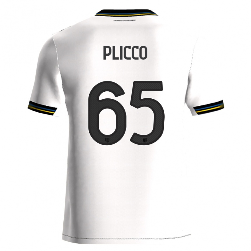 ילדים כדורגל Elia Plicco #65 לבן שחור ג'רזי ביתית 2025/26