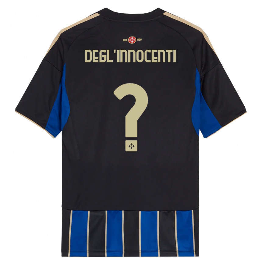 ילדים כדורגל Luca Degl'innocenti #0 שחור כחול ג'רזי ביתית 2025/26