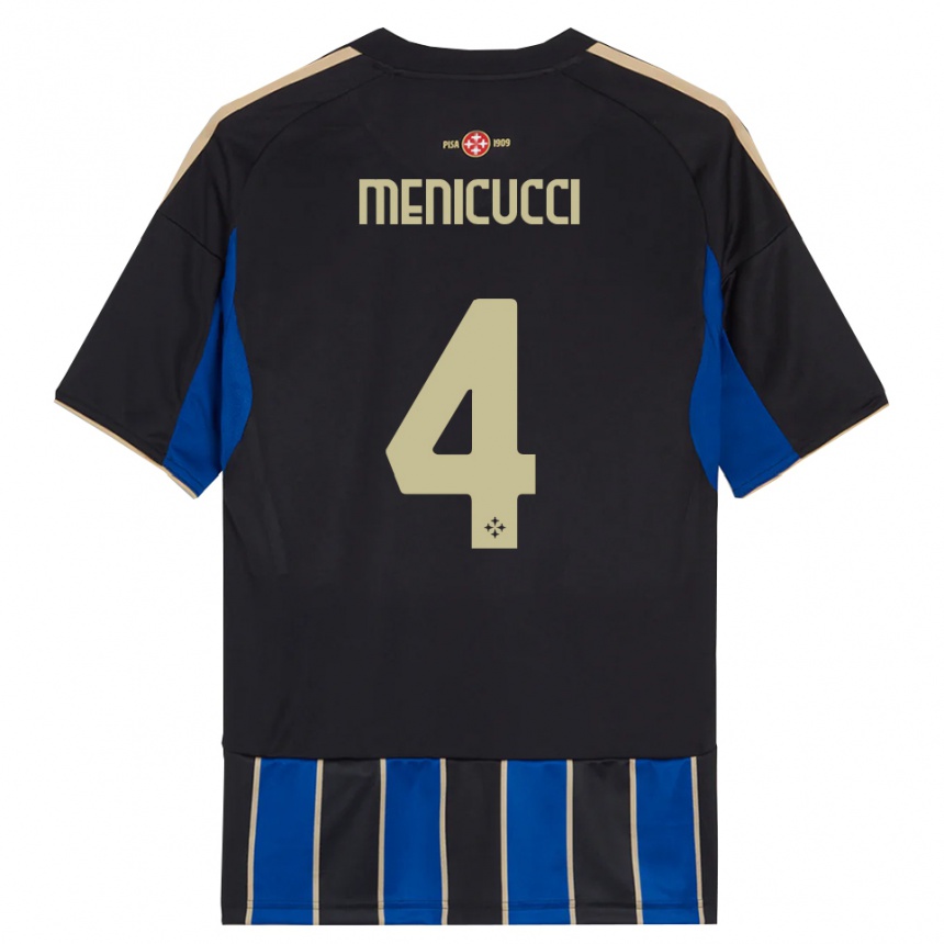 ילדים כדורגל Edoardo Menicucci #4 שחור כחול ג'רזי ביתית 2025/26