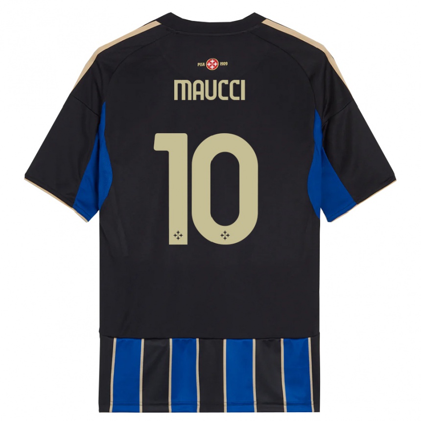 ילדים כדורגל Giacomo Maucci #10 שחור כחול ג'רזי ביתית 2025/26