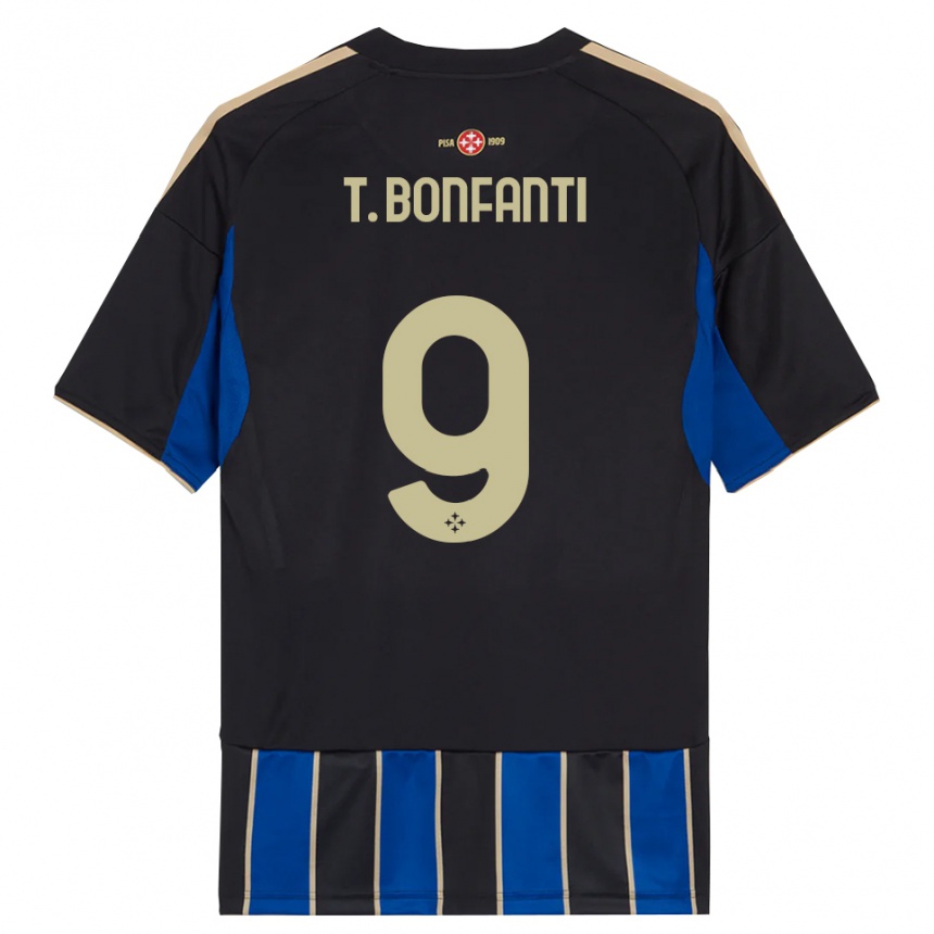 ילדים כדורגל Thomas Bonfanti #9 שחור כחול ג'רזי ביתית 2025/26