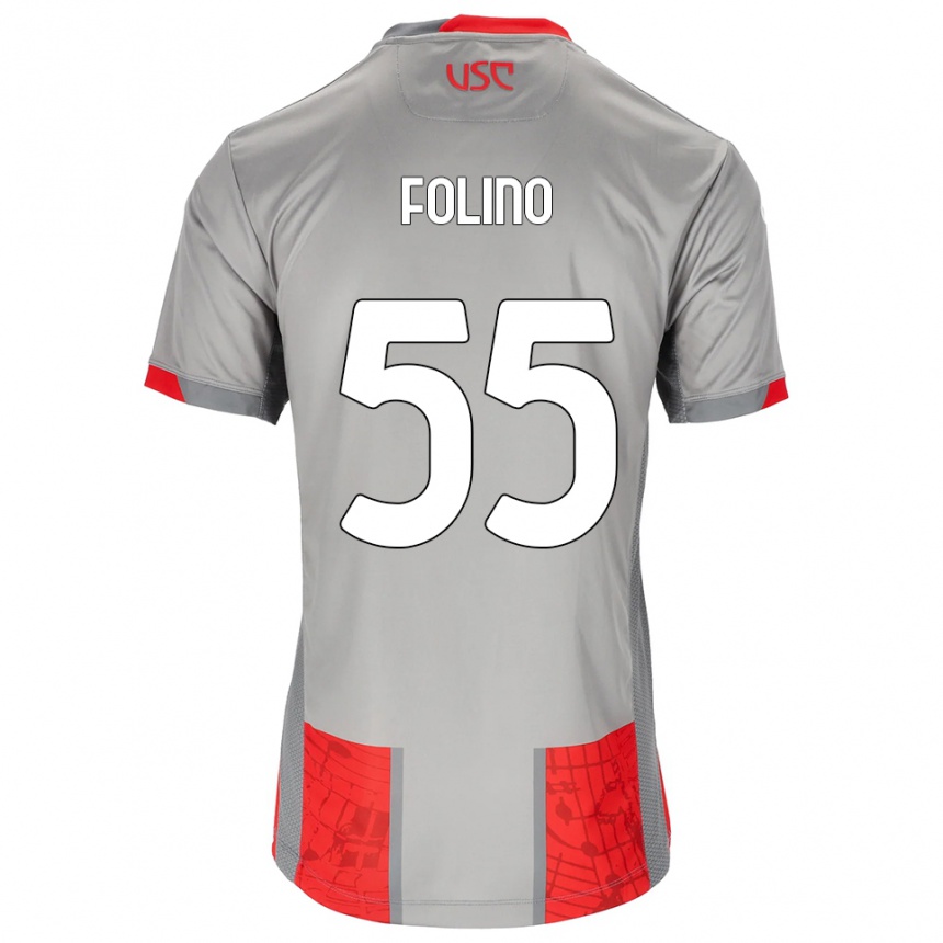 ילדים כדורגל Francesco Folino #55 אדום אפור ג'רזי ביתית 2025/26