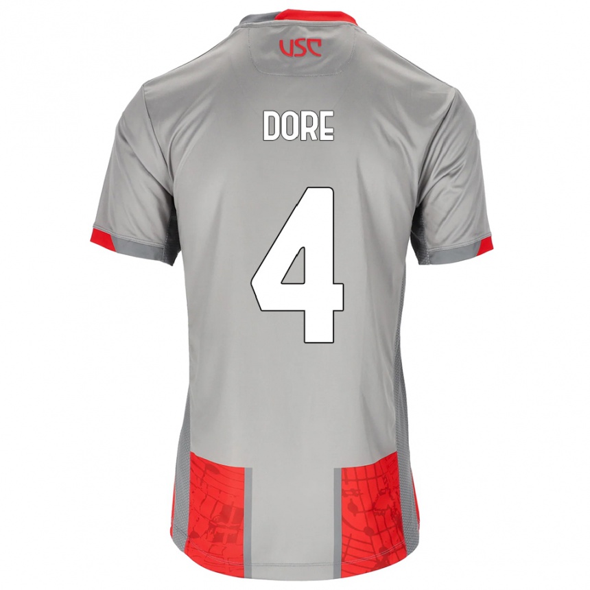 ילדים כדורגל Salvatore Dore #4 אדום אפור ג'רזי ביתית 2025/26