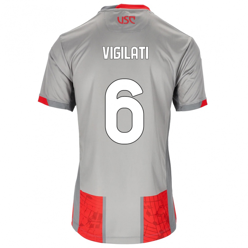 ילדים כדורגל Tommaso Vigilati #6 אדום אפור ג'רזי ביתית 2025/26