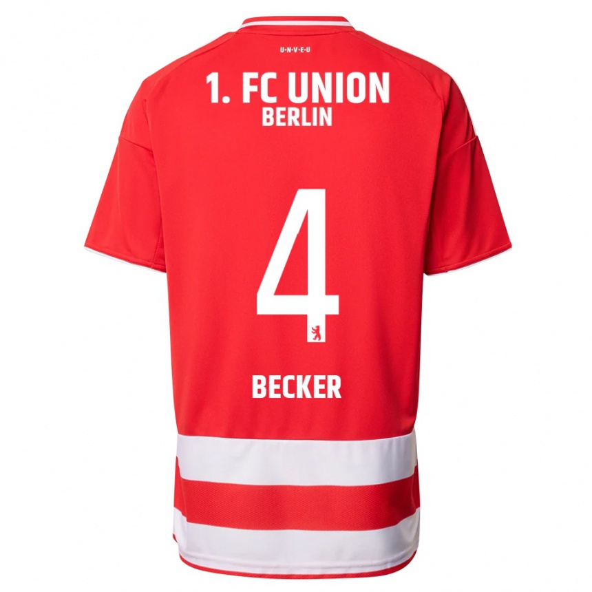 ילדים כדורגל Marie Becker #4 אדום לבן ג'רזי ביתית 2025/26