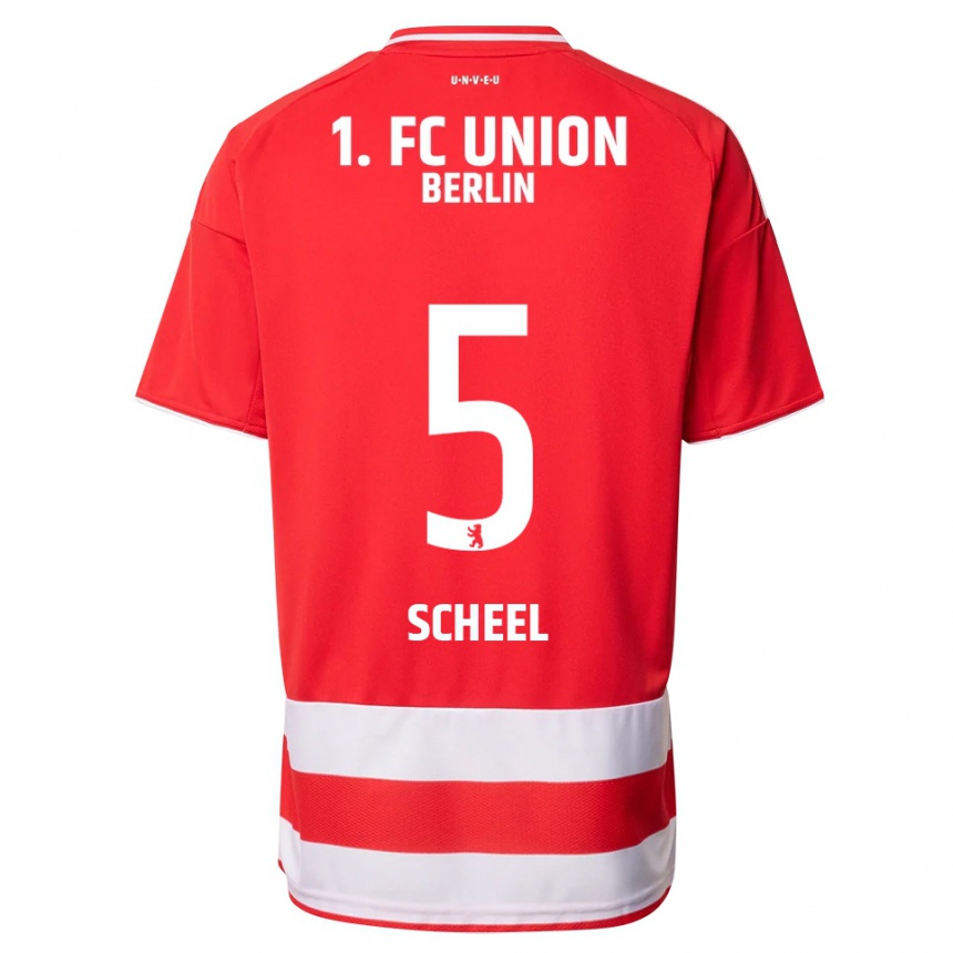 ילדים כדורגל Luca Scheel #5 אדום לבן ג'רזי ביתית 2025/26