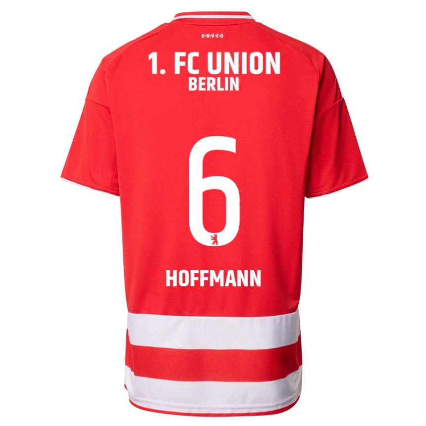 ילדים כדורגל Finn Hoffmann #6 אדום לבן ג'רזי ביתית 2025/26
