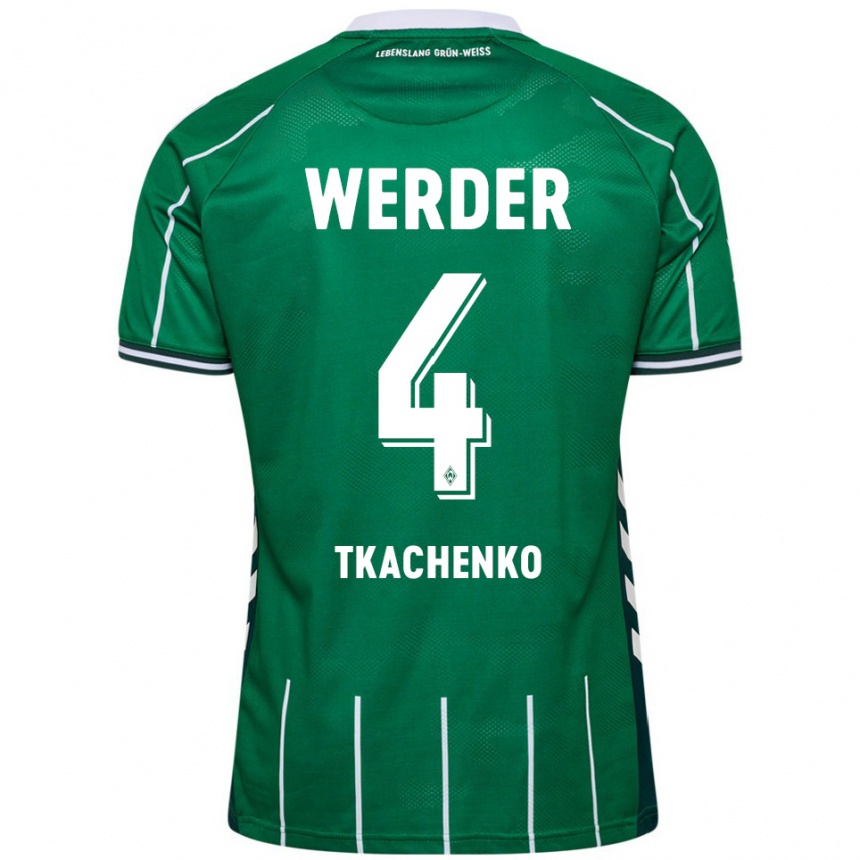 ילדים כדורגל Oleksandr Tkachenko #4 ירוק לבן ג'רזי ביתית 2025/26