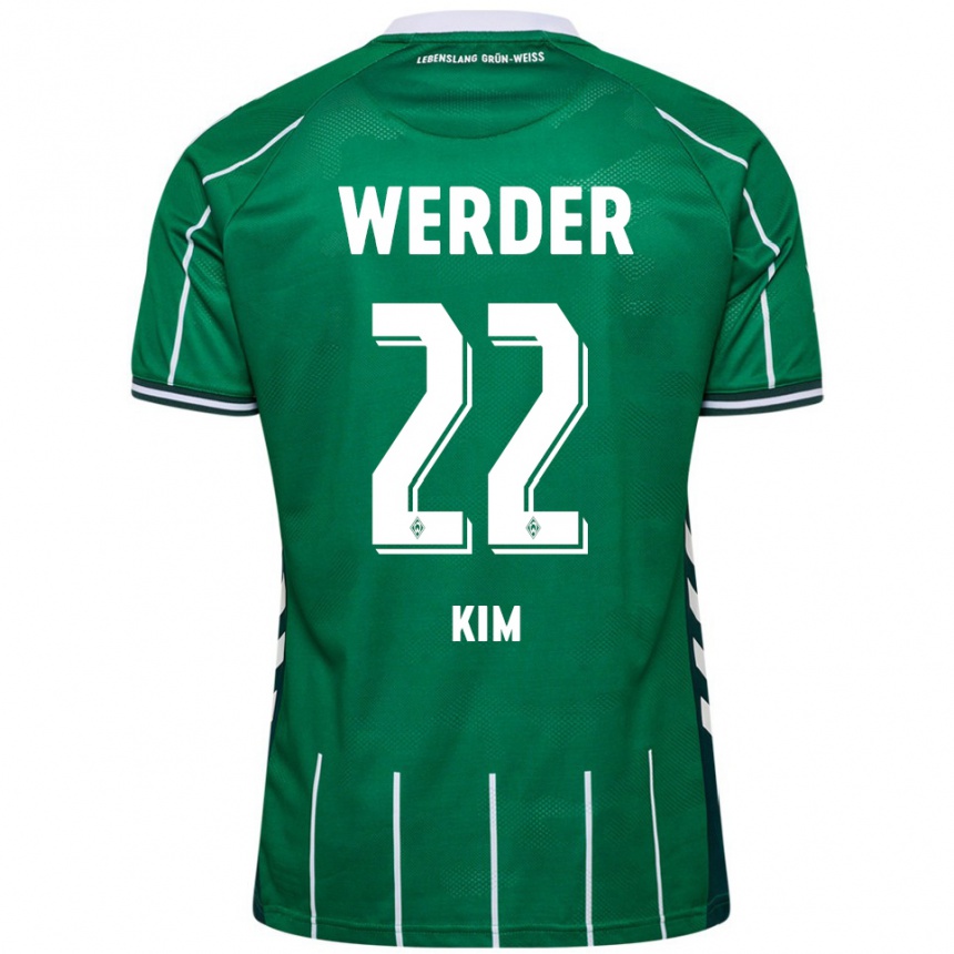 ילדים כדורגל Min-Je Kim #22 ירוק לבן ג'רזי ביתית 2025/26