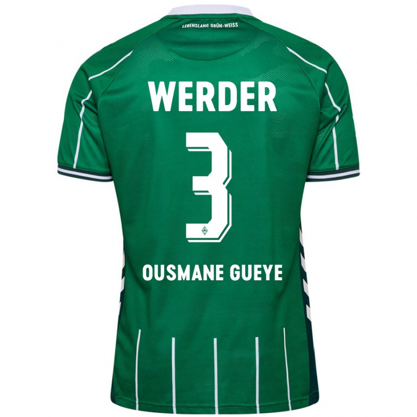 ילדים כדורגל Papa Ousmane Gueye #3 ירוק לבן ג'רזי ביתית 2025/26
