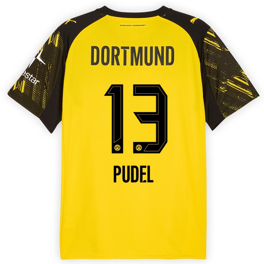 ילדים כדורגל ביאנה פודל #13 צהוב שחור ג'רזי ביתית 2025/26