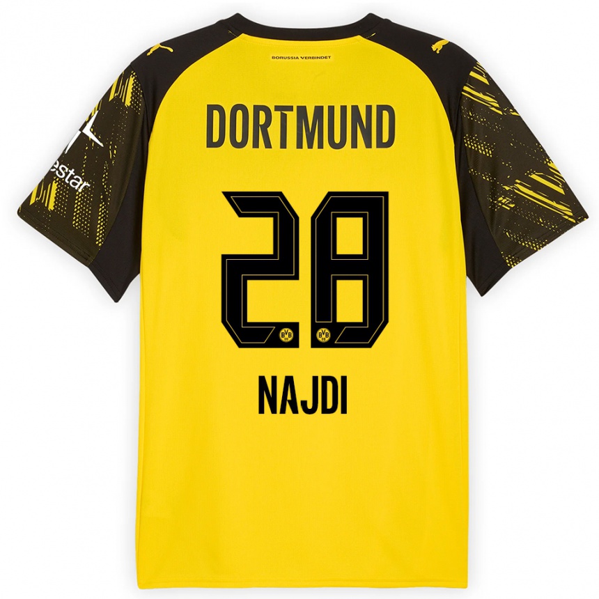 ילדים כדורגל Ahmad Najdi #28 צהוב שחור ג'רזי ביתית 2025/26