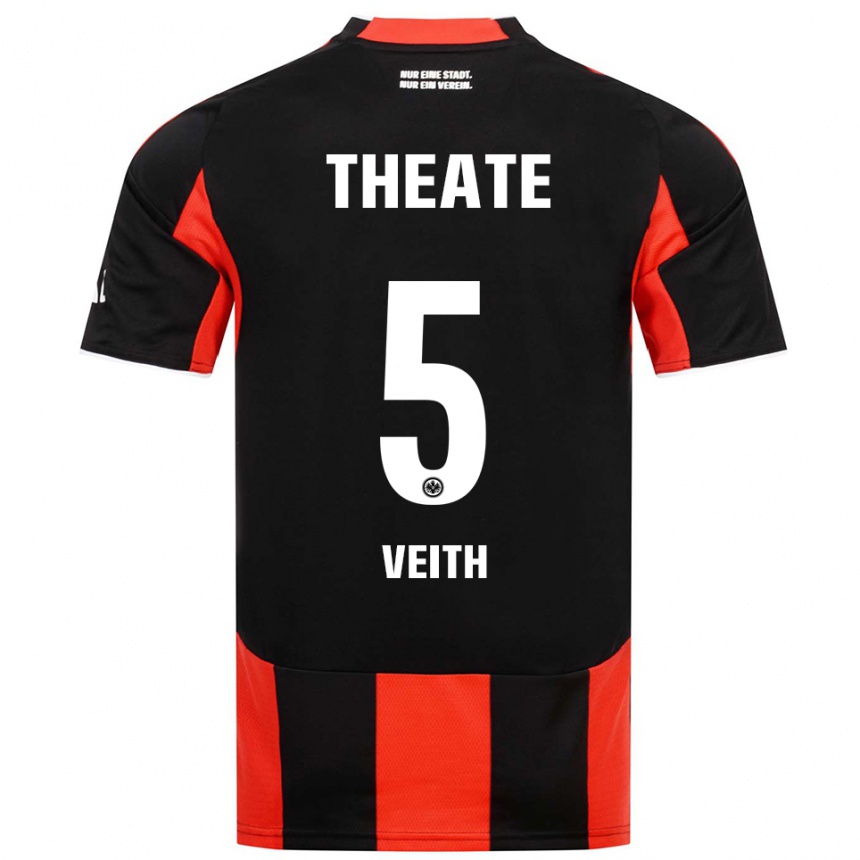 ילדים כדורגל Titus Veith #5 שחור אדום ג'רזי ביתית 2025/26