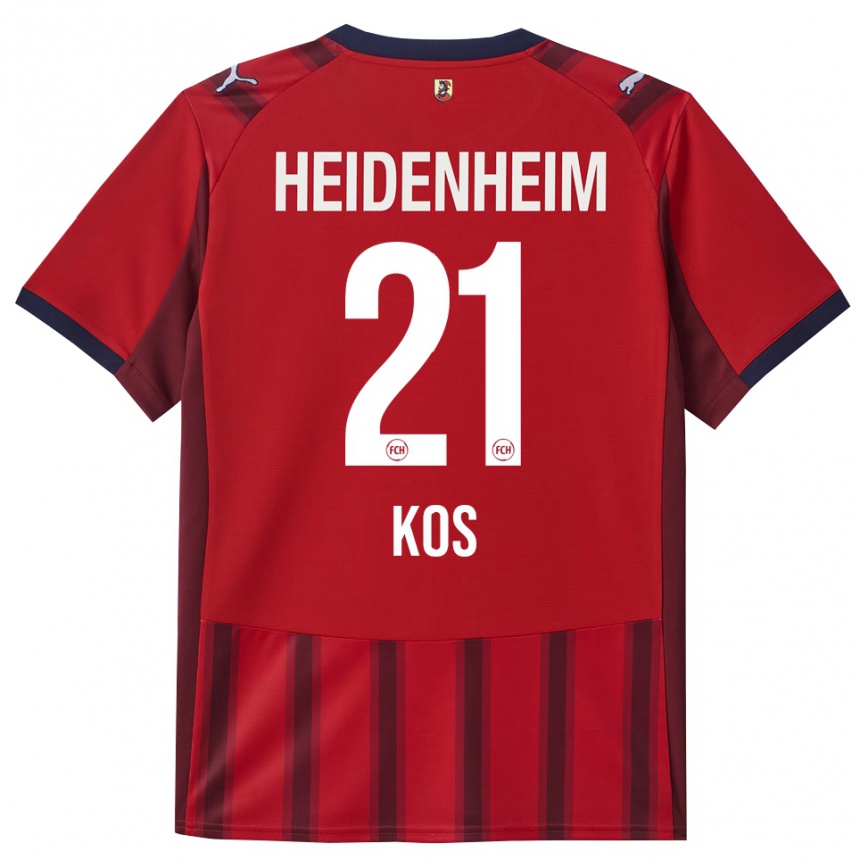 ילדים כדורגל Maximilian Kos #21 אדום נייבי ג'רזי ביתית 2025/26