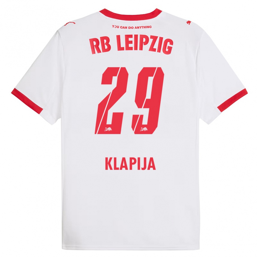 ילדים כדורגל Din Klapija #29 לבן אדום ג'רזי ביתית 2025/26