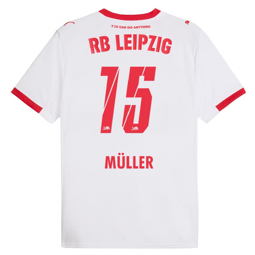 ילדים כדורגל Hannes Müller #15 לבן אדום ג'רזי ביתית 2025/26