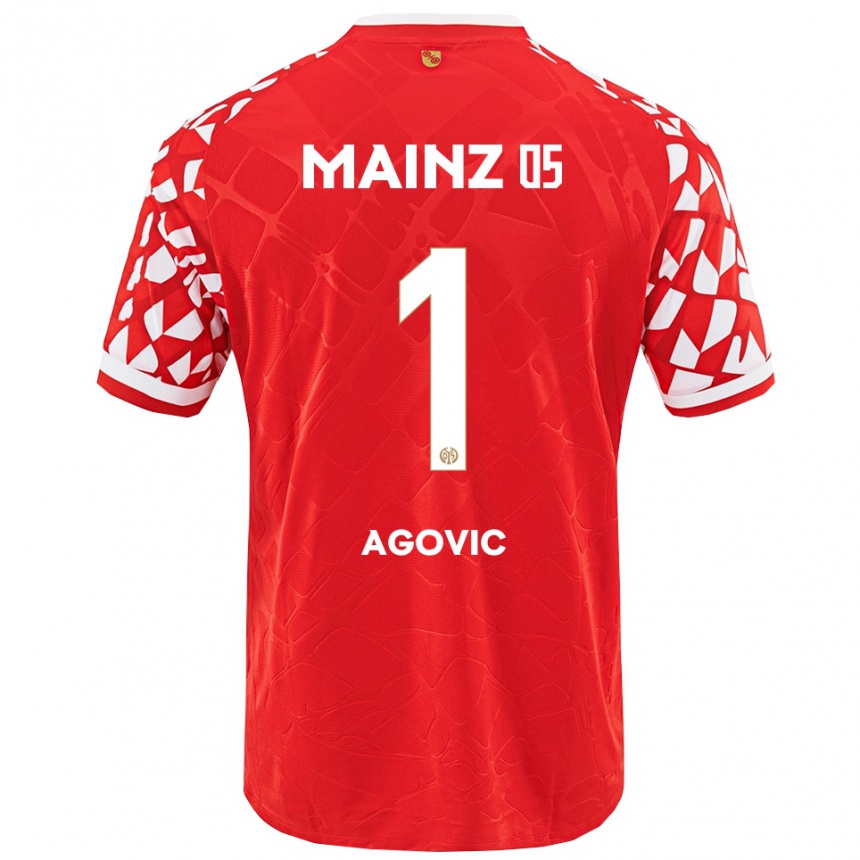ילדים כדורגל Daris Agovic #1 אדום לבן ג'רזי ביתית 2025/26