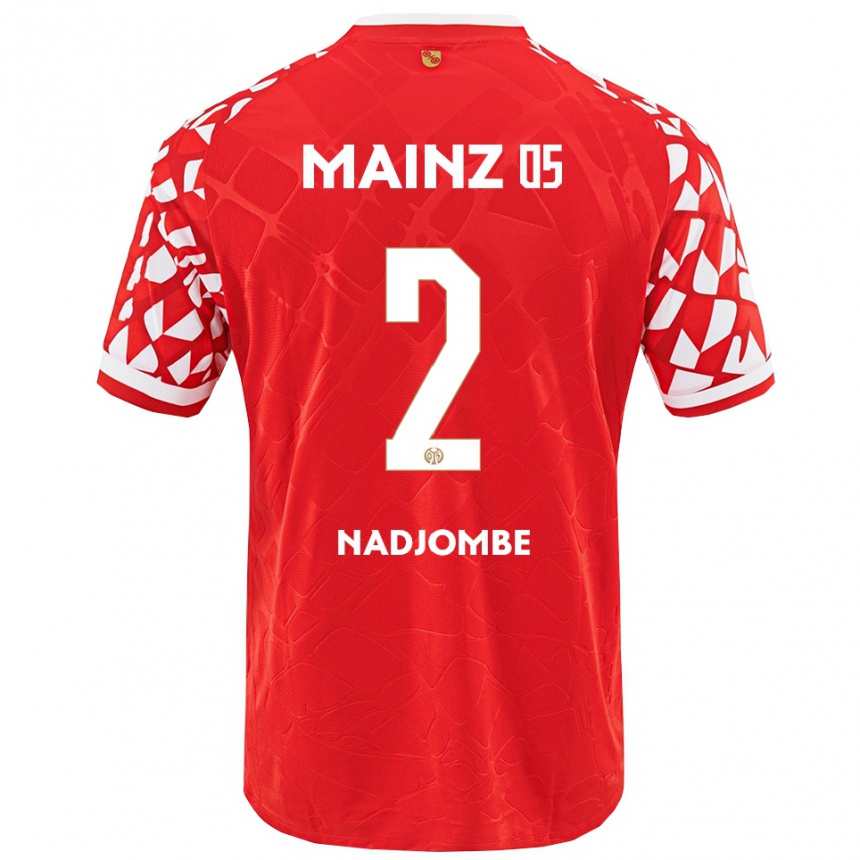 ילדים כדורגל Jean-Marie Nadjombe #2 אדום לבן ג'רזי ביתית 2025/26