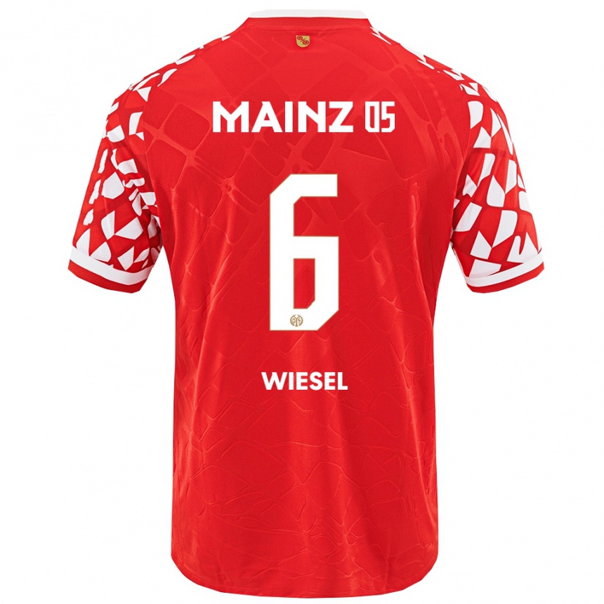 ילדים כדורגל Maggie Wiesel #6 אדום לבן ג'רזי ביתית 2025/26