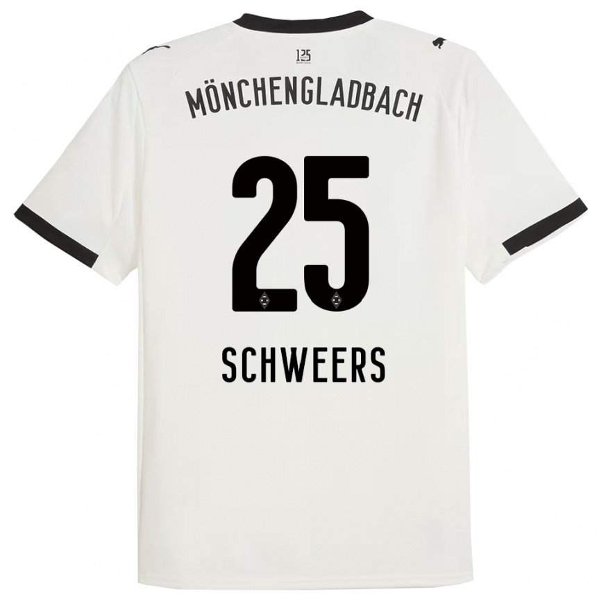 ילדים כדורגל Lion Schweers #25 לבן שחור ג'רזי ביתית 2025/26