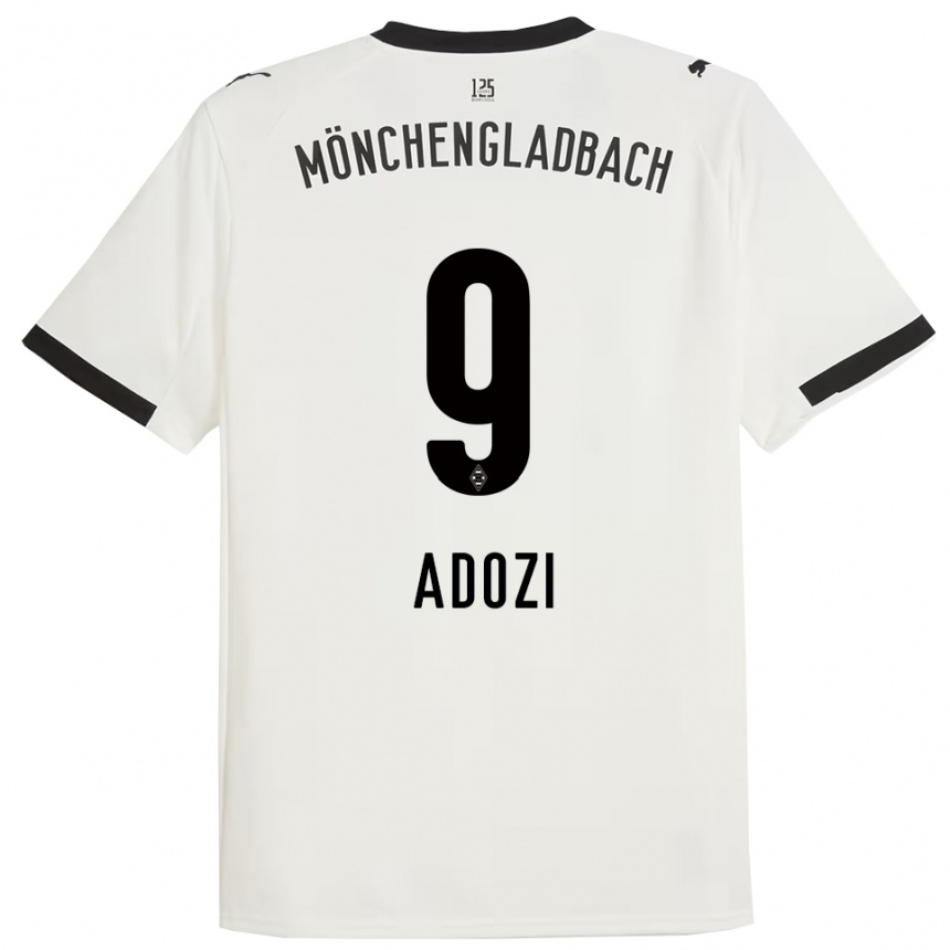 ילדים כדורגל Justin Adozi #9 לבן שחור ג'רזי ביתית 2025/26