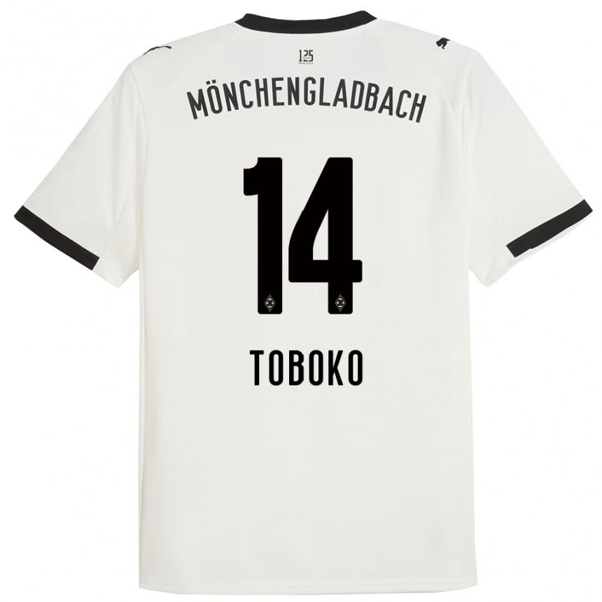 ילדים כדורגל Rubén Toboko #14 לבן שחור ג'רזי ביתית 2025/26