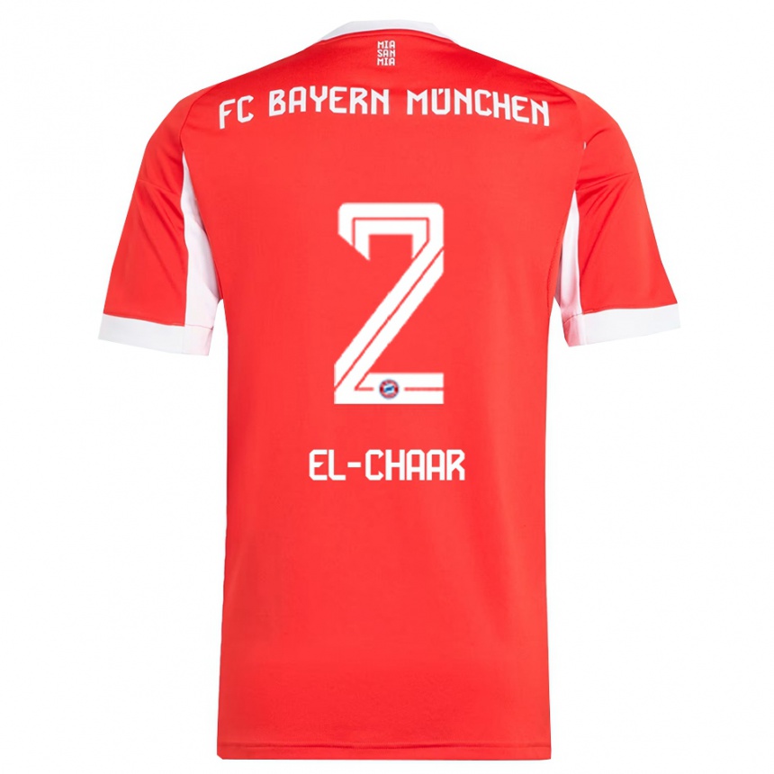 ילדים כדורגל Adam El-Chaar #2 אדום לבן ג'רזי ביתית 2025/26