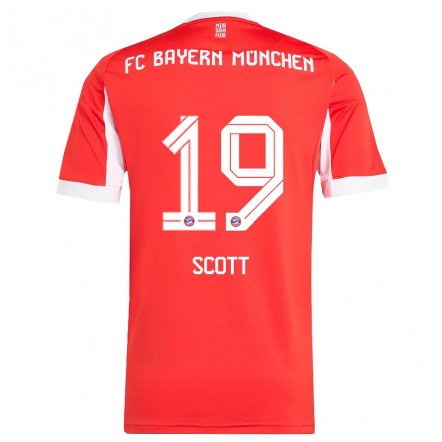 ילדים כדורגל Michael Scott #19 אדום לבן ג'רזי ביתית 2025/26