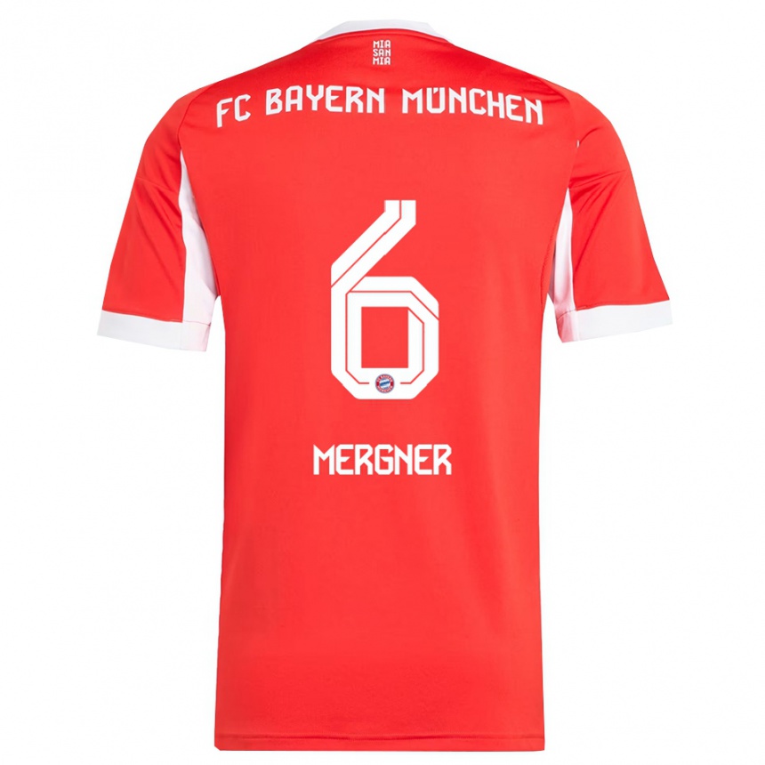 ילדים כדורגל Max Mergner #6 אדום לבן ג'רזי ביתית 2025/26