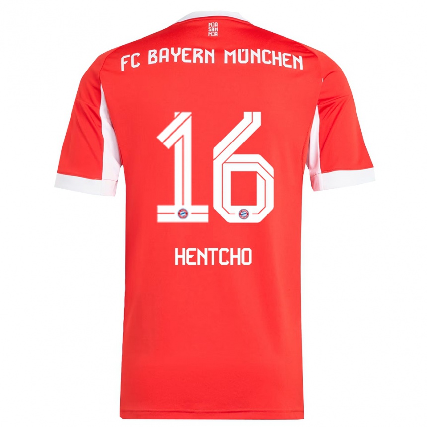 ילדים כדורגל Aristide Hentcho #16 אדום לבן ג'רזי ביתית 2025/26