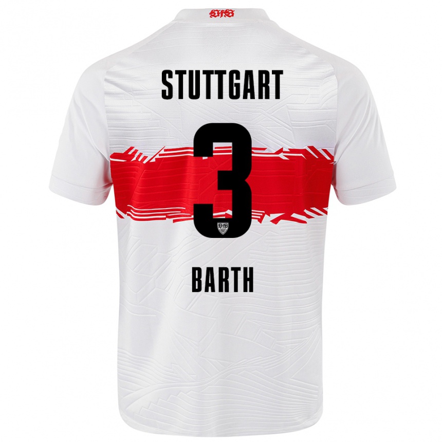ילדים כדורגל Lara Barth #3 לבן אדום ג'רזי ביתית 2025/26