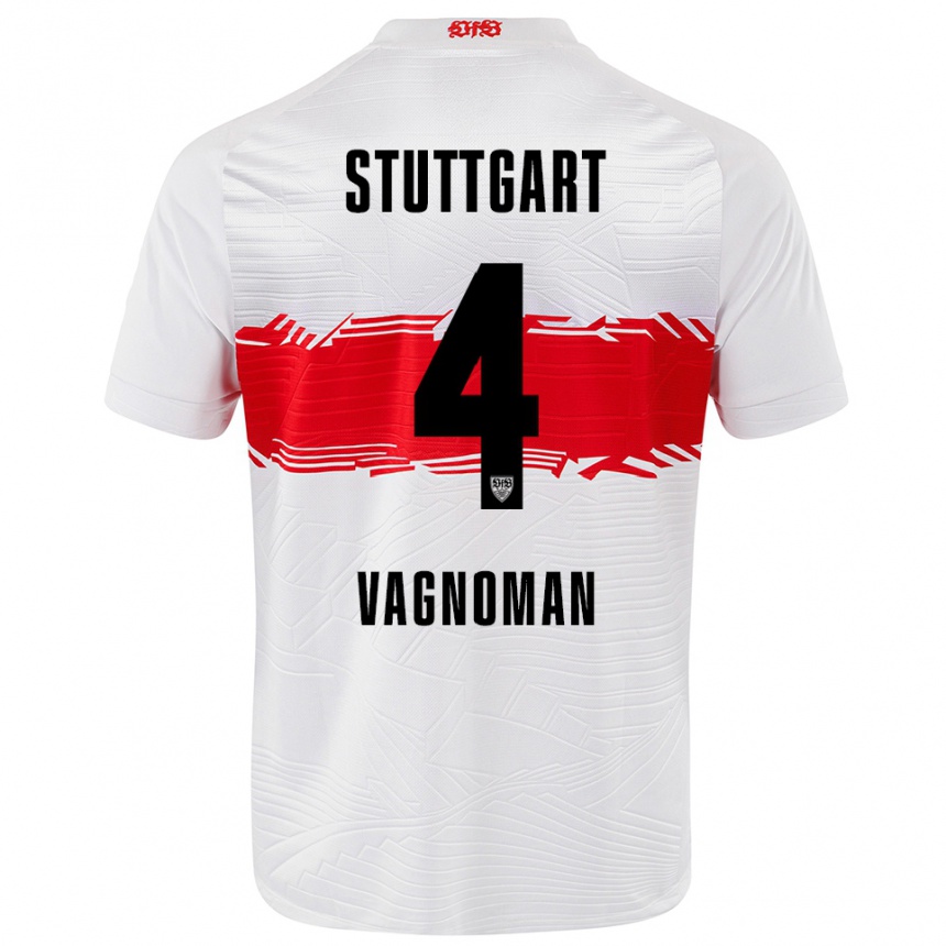 ילדים כדורגל יושע ואגנומאן #4 לבן אדום ג'רזי ביתית 2025/26