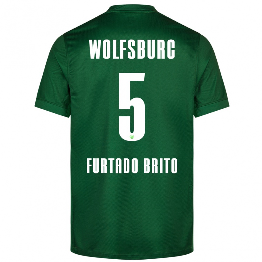 ילדים כדורגל Dinaylo Furtado Brito #5 ירוק לבן ג'רזי ביתית 2025/26