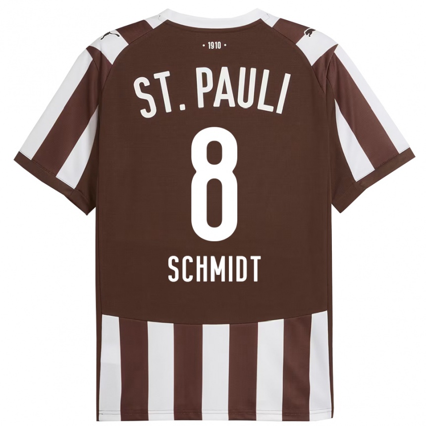 ילדים כדורגל Nick Schmidt #8 קפה לבן ג'רזי ביתית 2025/26