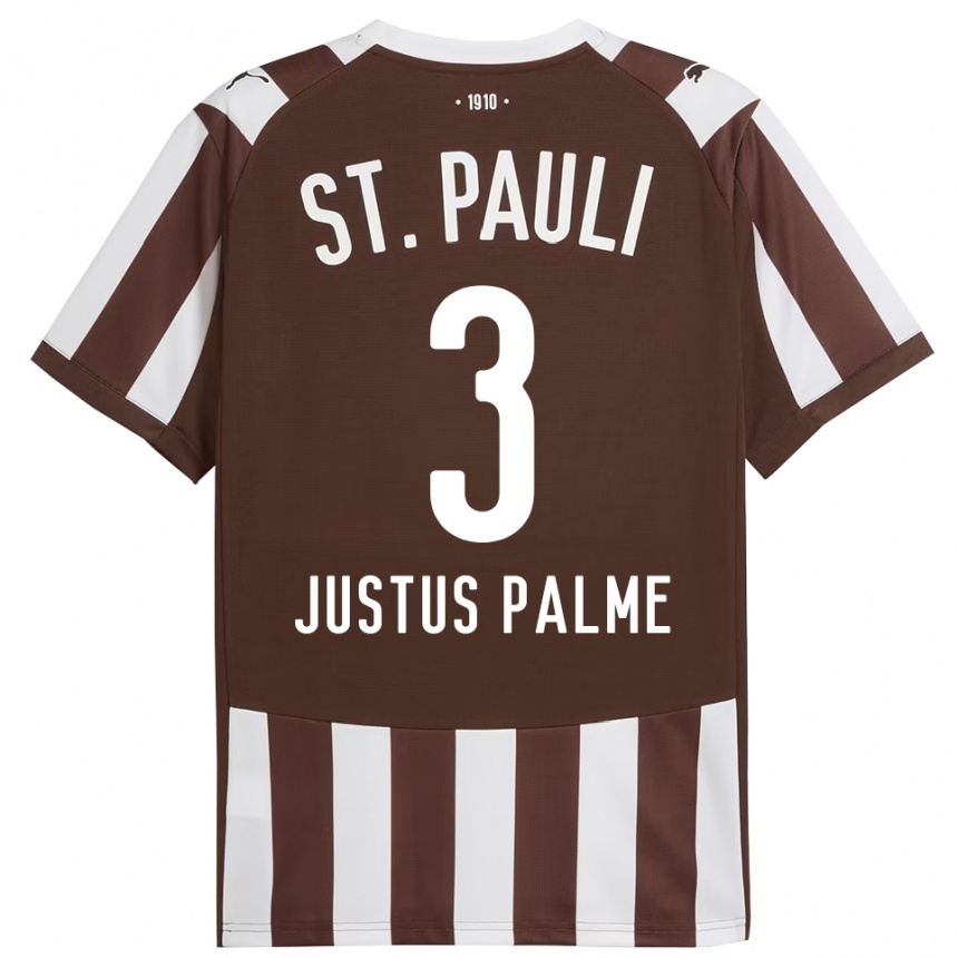 ילדים כדורגל Johannes Justus Palme #3 קפה לבן ג'רזי ביתית 2025/26